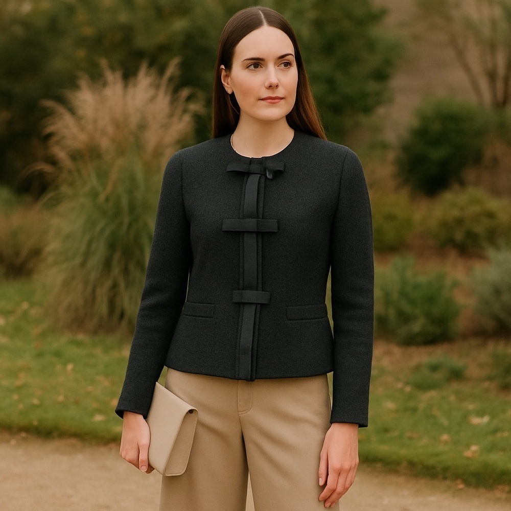 Tangueiras  Made In Italy Black Minimalist Viscose Blend Tweed Blazer No Size